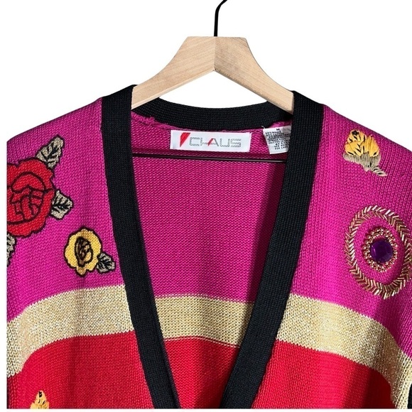 Chaus Vintage Beaded & Embroidered Cardigan Sweater - Size M - Picture 2 of 6